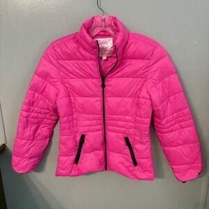 Justice Pink Lightweight Puffer Jacket Coat Quilted Full‎ Zip Front (Girls 12)